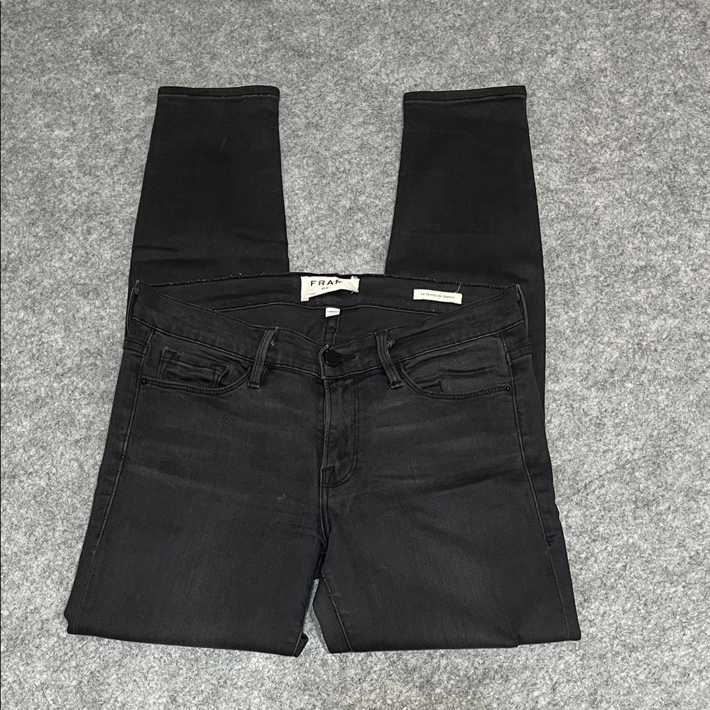 Frame Denim Washed Black “Le Skinny de Jeanne” Jeans